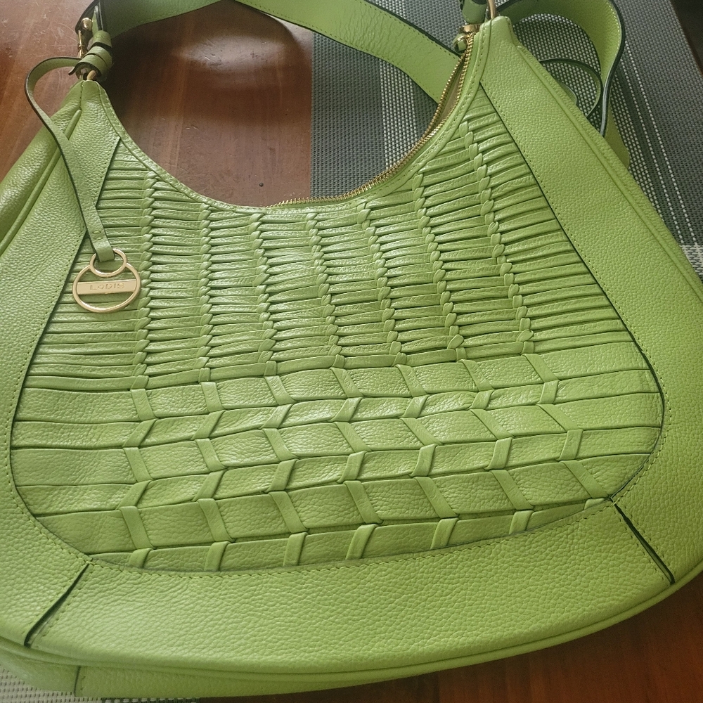 Lodis Green Woven Hobo Bag
